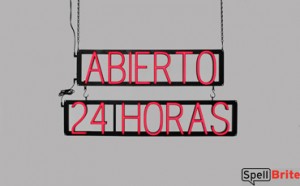 ABIERTO 24 HORAS LED signage that uses changeable letters to make window signs for your business