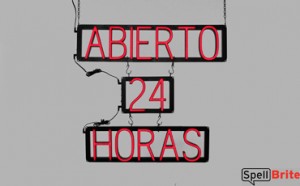 ABIERTO 24 HORAS sign, featuring LED lights that look like neon ABIERTO 24 HORAS signs