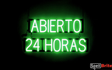 ABIERTO 24 HORAS sign, featuring LED lights that look like neon ABIERTO 24 HORAS signs