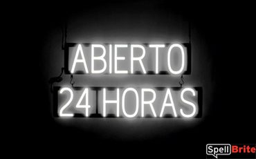 ABIERTO 24 HORAS sign, featuring LED lights that look like neon ABIERTO 24 HORAS signs