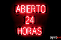 ABIERTO 24 HORAS lighted LED sign that uses interchangeable letters to make window signs