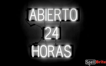 ABIERTO 24 HORAS sign, featuring LED lights that look like neon ABIERTO 24 HORAS signs