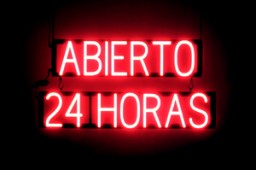 ABIERTO 24 HORAS LED lighted sign that uses changeable letters to make personalized signs
