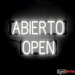 ABIERTO OPEN sign, featuring LED lights that look like neon ABIERTO OPEN signs