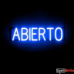 ABIERTO sign, featuring LED lights that look like neon ABIERTO signs