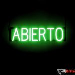 ABIERTO sign, featuring LED lights that look like neon ABIERTO signs