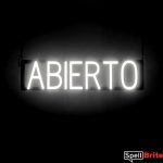 ABIERTO sign, featuring LED lights that look like neon ABIERTO signs