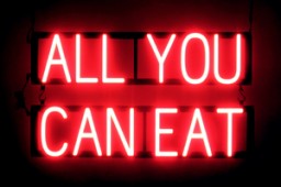 ALL YOU CAN EAT lighted LED signs that use interchangeable letters to make business signs