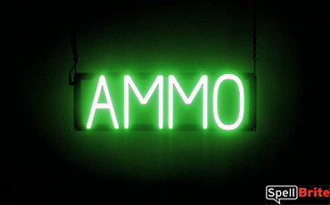 AMMO sign, featuring LED lights that look like neon AMMO signs