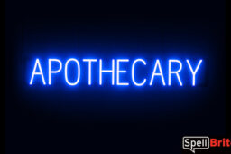 APOTHECARY sign, featuring LED lights that look like neon APOTHECARY signs