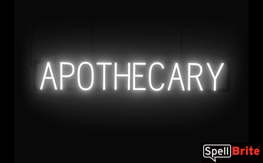 APOTHECARY sign, featuring LED lights that look like neon APOTHECARY signs