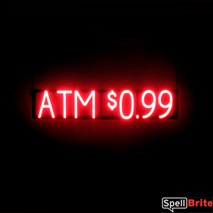 ATM - fee illuminated LED sign that uses changeable letters to make window signs
