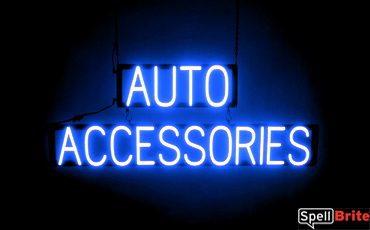 AUTO ACCESSORIES sign, featuring LED lights that look like neon AUTO ACCESSORIES signs