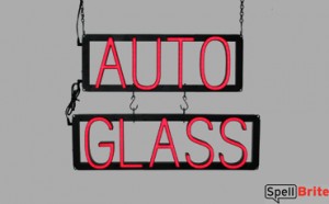 AUTO GLASS sign, featuring LED lights that look like neon AUTO GLASS signs