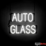 AUTO GLASS sign, featuring LED lights that look like neon AUTO GLASS signs