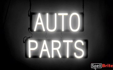 AUTO PARTS sign, featuring LED lights that look like neon AUTO PARTS signs