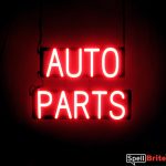 AUTO PARTS sign, featuring LED lights that look like neon AUTO PARTS signs