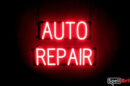 AUTO REPAIR sign, featuring LED lights that look like neon AUTO REPAIR signs