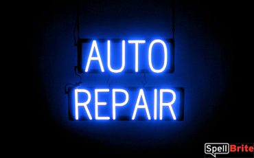 AUTO REPAIR sign, featuring LED lights that look like neon AUTO REPAIR signs