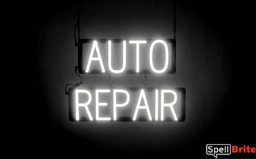 AUTO REPAIR sign, featuring LED lights that look like neon AUTO REPAIR signs