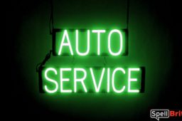 AUTO SERVICE sign, featuring LED lights that look like neon AUTO SERVICE signs