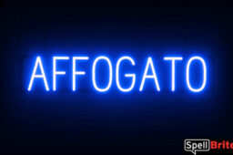 Affogato sign, featuring LED lights that look like neon Affogato signs