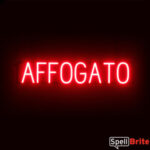 Affogato sign, featuring LED lights that look like neon Affogato signs