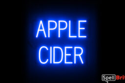 APPLE CIDER sign, featuring LED lights that look like neon APPLE CIDER signs