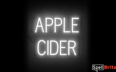 APPLE CIDER sign, featuring LED lights that look like neon APPLE CIDER signs