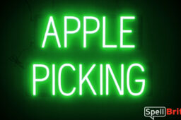 APPLE PICKING Sign – SpellBrite’s LED Sign Alternative to Neon APPLE PICKING Signs for Fall and other holidays in Green
