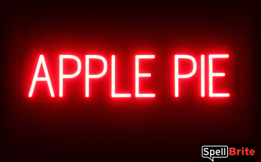 APPLE PIE sign, featuring LED lights that look like neon APPLE PIE signs