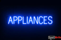 Appliances sign, featuring LED lights that look like neon Appliances signs