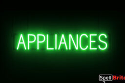 Appliances sign, featuring LED lights that look like neon Appliances signs
