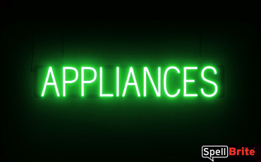 Appliances sign, featuring LED lights that look like neon Appliances signs