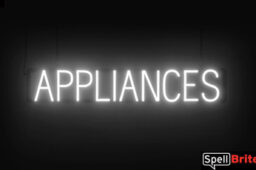 Appliances sign, featuring LED lights that look like neon Appliances signs