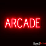 ARCADE sign, featuring LED lights that look like neon ARCADE signs