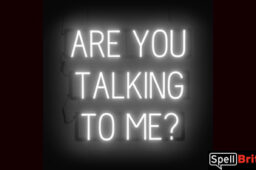 ARE YOU TALKING TO ME sign, featuring LED lights that look like neon ARE YOU TALKING TO ME signs