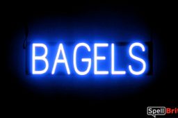 BAGELS sign, featuring LED lights that look like neon BAGEL signs