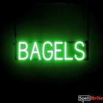 BAGELS sign, featuring LED lights that look like neon BAGEL signs