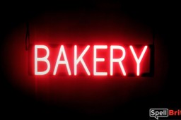 BAKERY sign, featuring LED lights that look like neon BAKERY signs