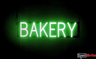 BAKERY sign, featuring LED lights that look like neon BAKERY signs