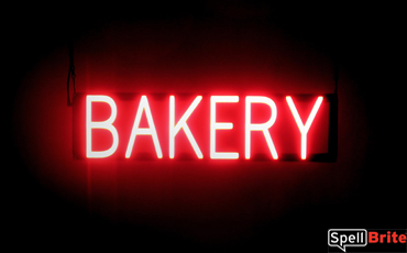 BAKERY sign, featuring LED lights that look like neon BAKERY signs