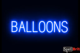 BALLOONS sign, featuring LED lights that look like neon BALLOONS signs