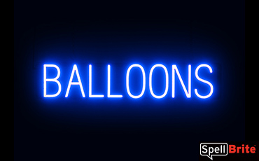 BALLOONS sign, featuring LED lights that look like neon BALLOONS signs