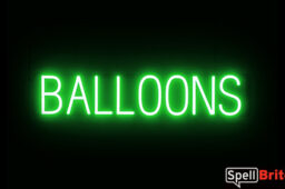 BALLOONS sign, featuring LED lights that look like neon BALLOONS signs