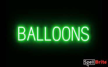 BALLOONS sign, featuring LED lights that look like neon BALLOONS signs