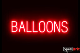 BALLOONS sign, featuring LED lights that look like neon BALLOONS signs