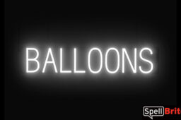 BALLOONS sign, featuring LED lights that look like neon BALLOONS signs