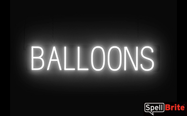 BALLOONS sign, featuring LED lights that look like neon BALLOONS signs
