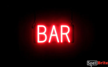 BAR sign, featuring LED lights that look like neon BAR signs